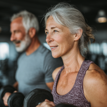 Група літніх людей займається фітнесом