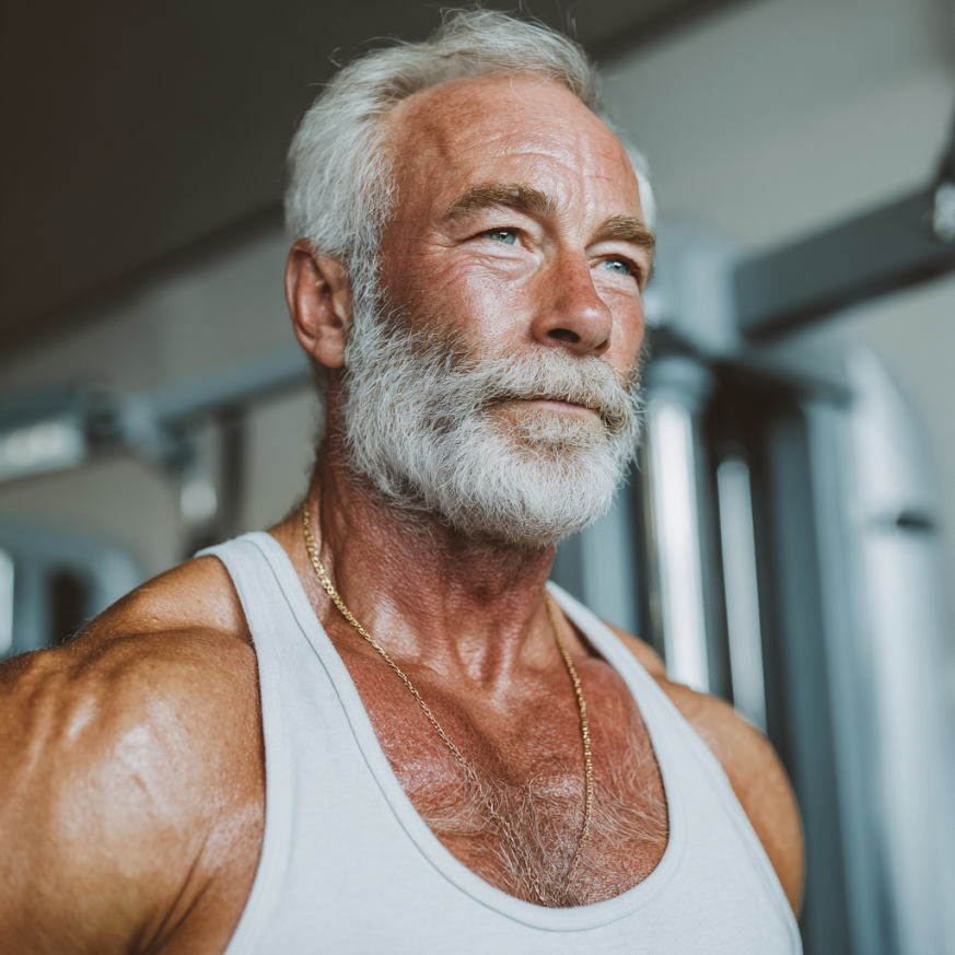 Літній чоловік на пробіжці